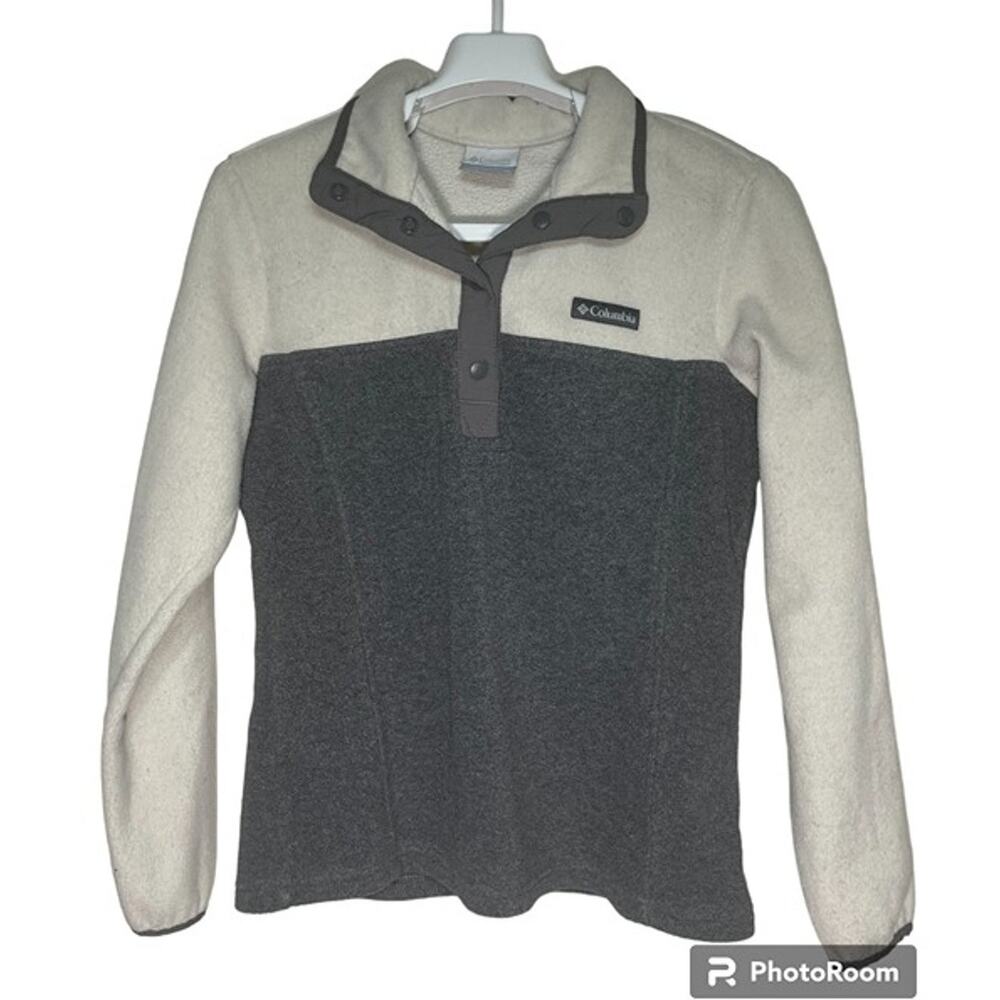Columbia Fleece Pullover 1/4 Zip Gray Cream Colorblock Women's Size PS USED